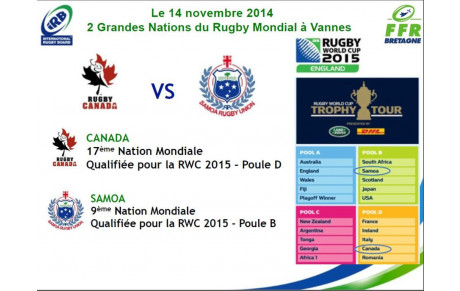 Gagnez des places pour le match Canada-Samoa du 14 Novembre à Vannes