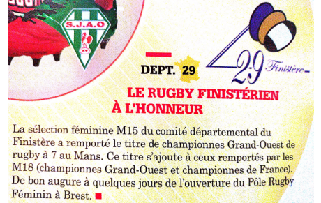 Les féminines et le CD29 à l'honneur dans RUGBY MAG !